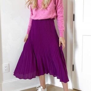 NWT! Zara Womens Purple Berry💜Pleated Midi Skirt